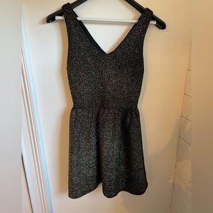 Red Saks Fifth Avenue black midi fit and flare dress with gold sparkles. Size M.